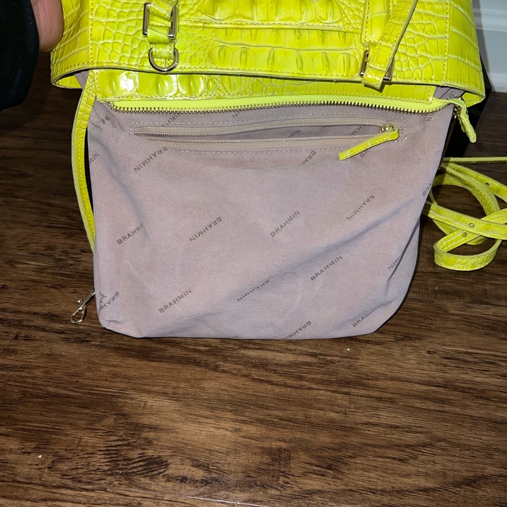 Brahmin Small Caroline Handbag/Crossbody in Neon Yellow - Picture 11 of 13